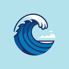 ocean wave logo in flat design style