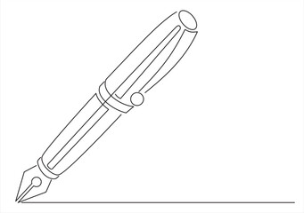  line of fountain pen in silhouette on a white background. Linear stylized.Minimalist.