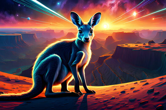 A picture of a baby kangaroo showing, generative AI