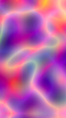 Fluorescent rainbow multicolor abstract vertical background with glowing curves. Bright foil gradient in yellow, peach, light green, blue, fuchsia pink, purple. Shiny wavy lines. Vibrant summer design