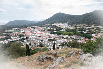 a view over Aracena city, province of Huelva, Andalusia, Spain