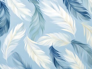 Airy and light feather pattern against a soft blue background, symbolizing lightness and grace