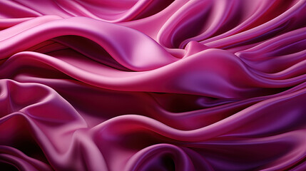 Fototapeta premium Fluttering Magenta Color Fabric Heavenly in Space With Delicate Folds on Blurry Background