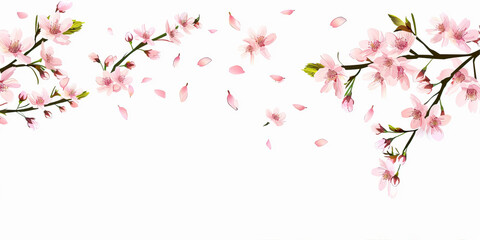 Fototapeta premium Sakura branches on a white background 