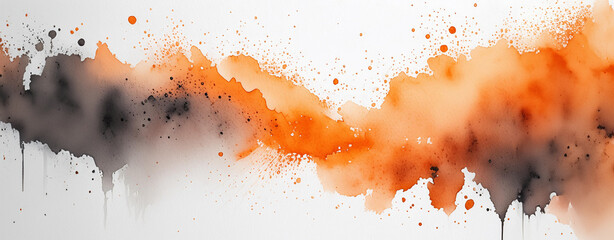 Watercolor illustration of mix of orange and brown splashes, suggesting motion and artistic chaos Generative Ai. - obrazy, fototapety, plakaty