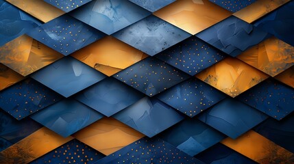 Glamorous Blue and Gold Abstract Composition