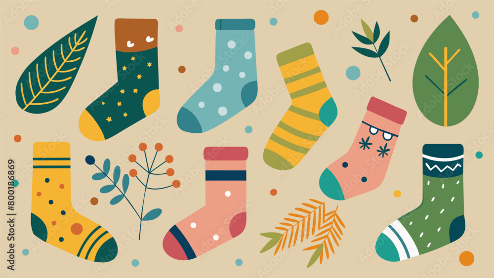 Poster a selection of organic and fairtrade cotton socks in various patterns and prints..