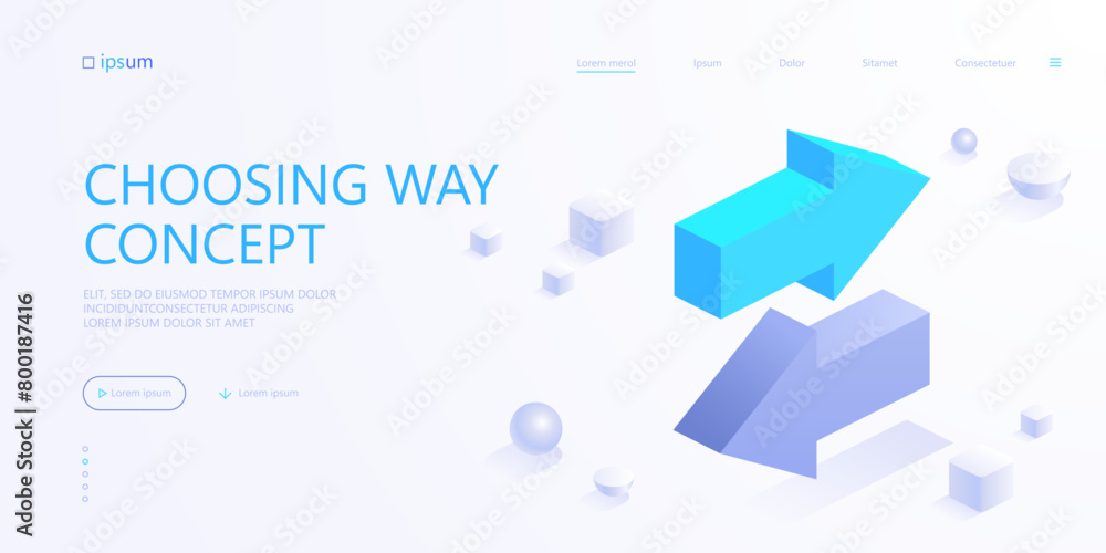 Poster arrows pointing forward and backward or left and right icon in isometric view. direction of movement