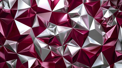 Obraz premium Soft Silver and Maroon Geometric Polygon Art