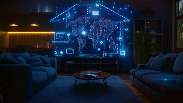 Guest Room Comfort: room with digital icons for convenience