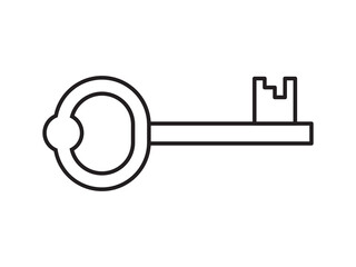 Key icon for house representation, isolated against a white background. This simple vector symbol evokes a sense of warmth and security, embodying the concept of home.