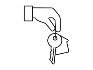 Key icon for house representation, isolated against a white background. This simple vector symbol evokes a sense of warmth and security, embodying the concept of home.