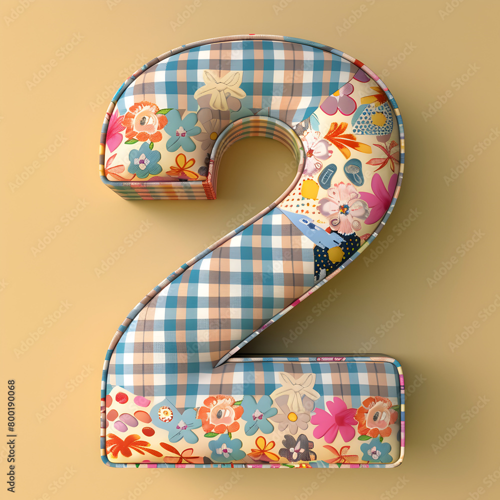 Aufkleber the number 2 is made up of a variety of different flowers and plants. the design is colorful and pla