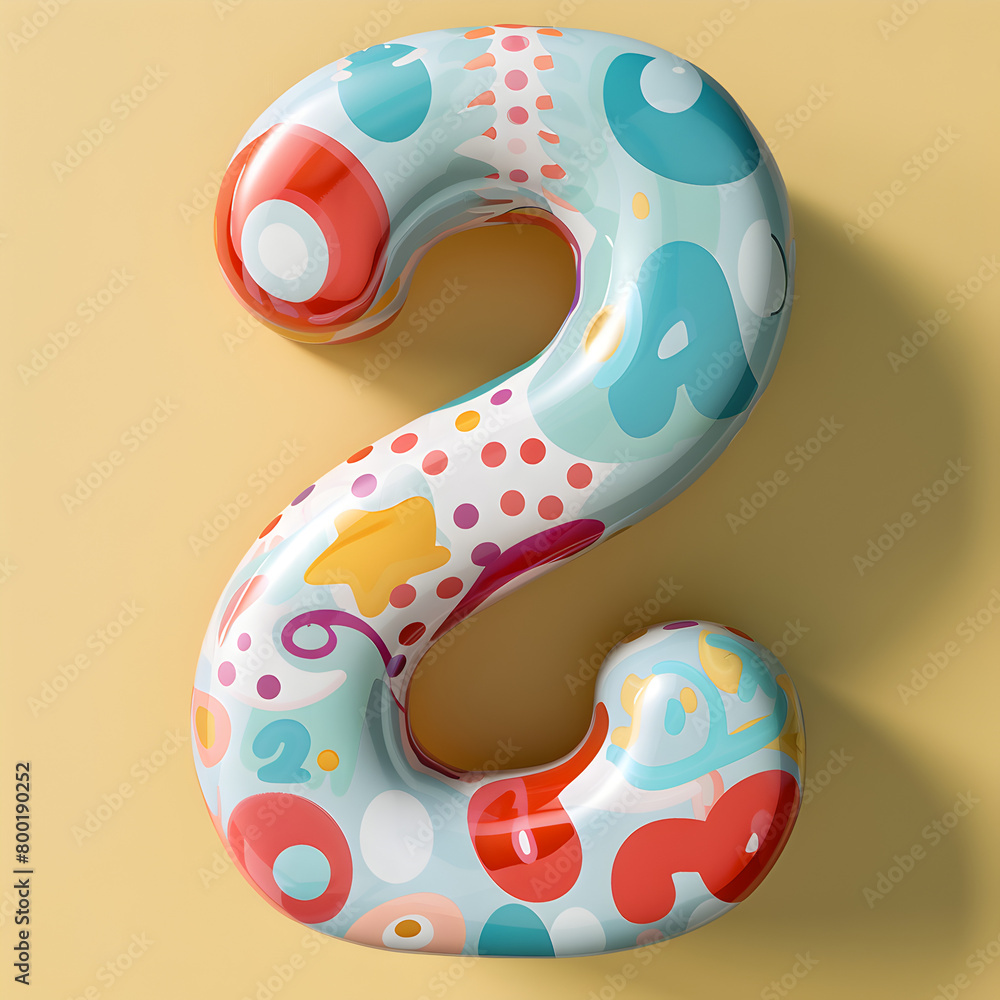 Aufkleber a colorful, abstract number 2 made of balloons. the number 2 is made up of many different colors and