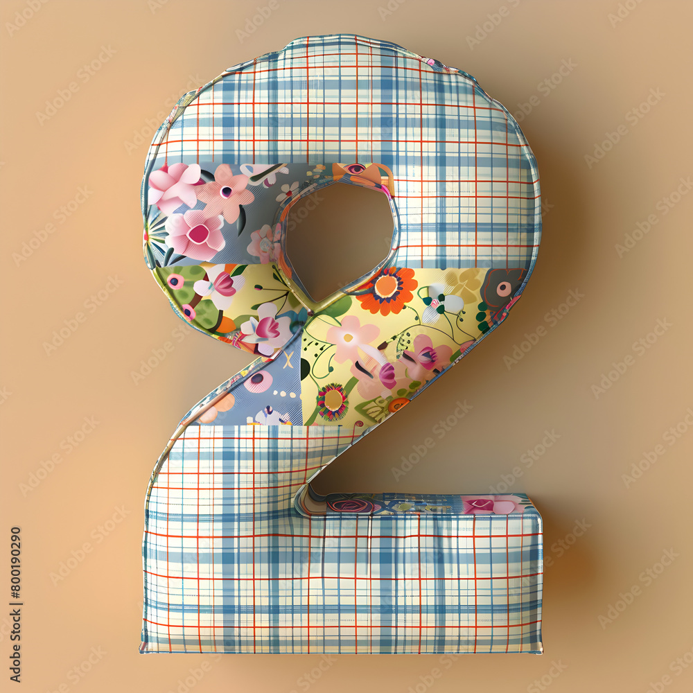 Aufkleber the number 2 is made up of a variety of different flowers and plants. the design is colorful and pla