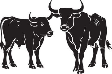 black and white bull