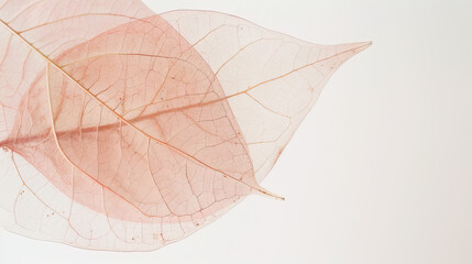 Pink leaves on beige background
