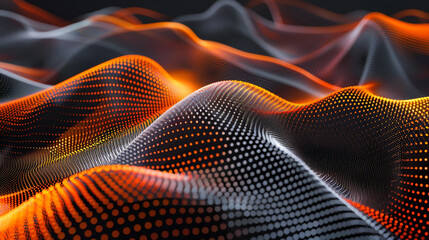 Warm fiery orange and cool gray abstract wave, visually striking.