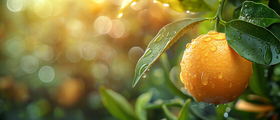 Ripe orange fruits on orange tree between lush foliage.. Generative AI
