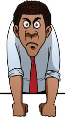 illustration of  an angry black man on isolated white background