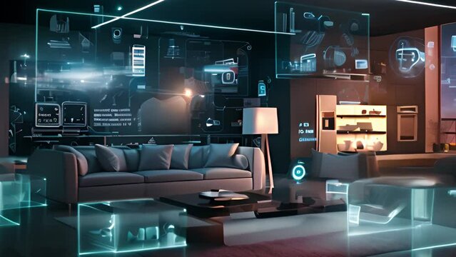 Smart Home Living: stylishly lit interior space with integrated digital home controls