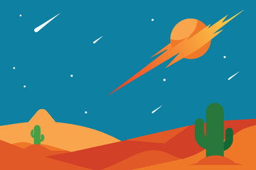 Meteor Shower At The Desert vector design