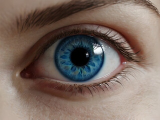 A human blue eye realistic beautiful. Eye. Generative Ai background