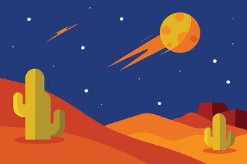 Meteor Shower At The Desert vector design