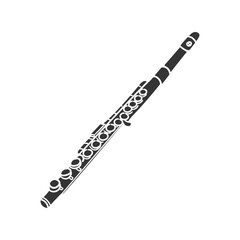 Flute Icon Silhouette Illustration. Musical Instruments Vector Graphic Pictogram Symbol Clip Art. Doodle Sketch Black Sign.