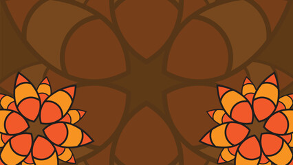 Vector hand drawn doodle mandala. brown background colourful mandala