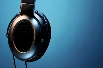 headphones on blue background HD 8K wallpaper Stock Photographic Image Generative AI