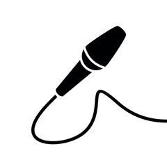 Reporter microphone (mike) icon. Symbol of voice or sound. Pictogram for turning the sound on and off. An attribute of a singer, speaker, or announcer.