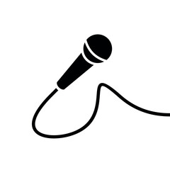 Reporter microphone (mike) icon. Symbol of voice or sound. Pictogram for turning the sound on and off. An attribute of a singer, speaker, or announcer.