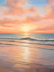 Obraz premium A beautiful painting of a beach at sunset