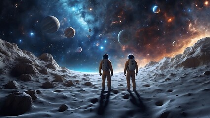 Obraz premium moon and stars Journey Through the Celestial Tapestry Exploring the Cosmos