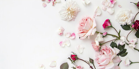 Roses lie on a beige background
