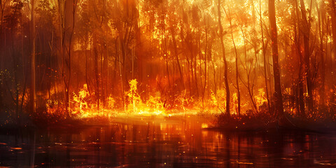Wildfire Forest Icon  Burning Trees in Fiery View