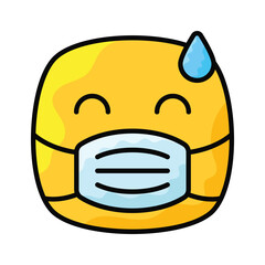 Ill emoji vector design, face mask on emoji face
