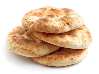 Pita bread, a pile round of fresh Jewish warm bread for Hanukkah