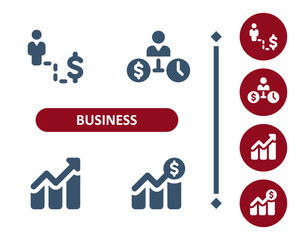 Business icons. Investment, investing, businessman, job, career, dollar, money, graph, chart icon