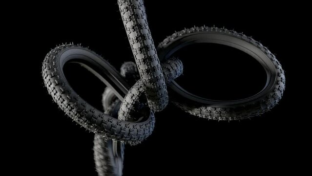 Rubber bicycle tires are deformed