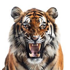 Fototapeta premium Angry Tiger on isolated transparent background