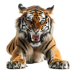 Fototapeta premium Angry Tiger on isolated transparent background