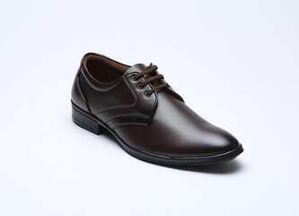 dark brown formal lace up shoes isolated on white background