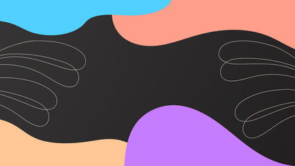 ABSTRACT DARK GRADIENT BACKGROUND WITH HAND DRAWN SHAPES PASTEL FLAT COLOR VECTOR DESIGN TEMPLATE FOR POSTER, WALLPAPER, COVER, FRAME, FLYER, SOCIAL MEDIA, GREETING CARD