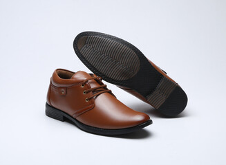 tan leather formal shoes isolated on white background