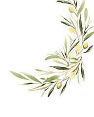 Fototapeta premium Olive branch, Hand drawn wedding card