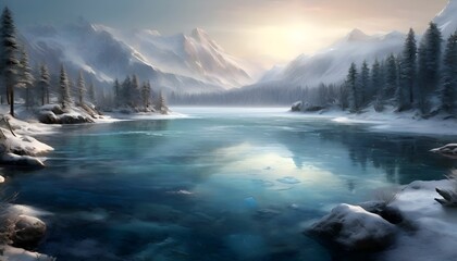 Fototapeta premium Landschaft Winter Bergsee. Wallpaper für den Computer.