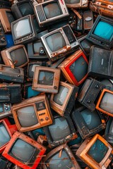 Vintage television sets symbolizing e waste recycling concept for sustainable electronics management