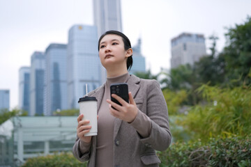 Confident Businesswoman Navigating the Urban Jungle